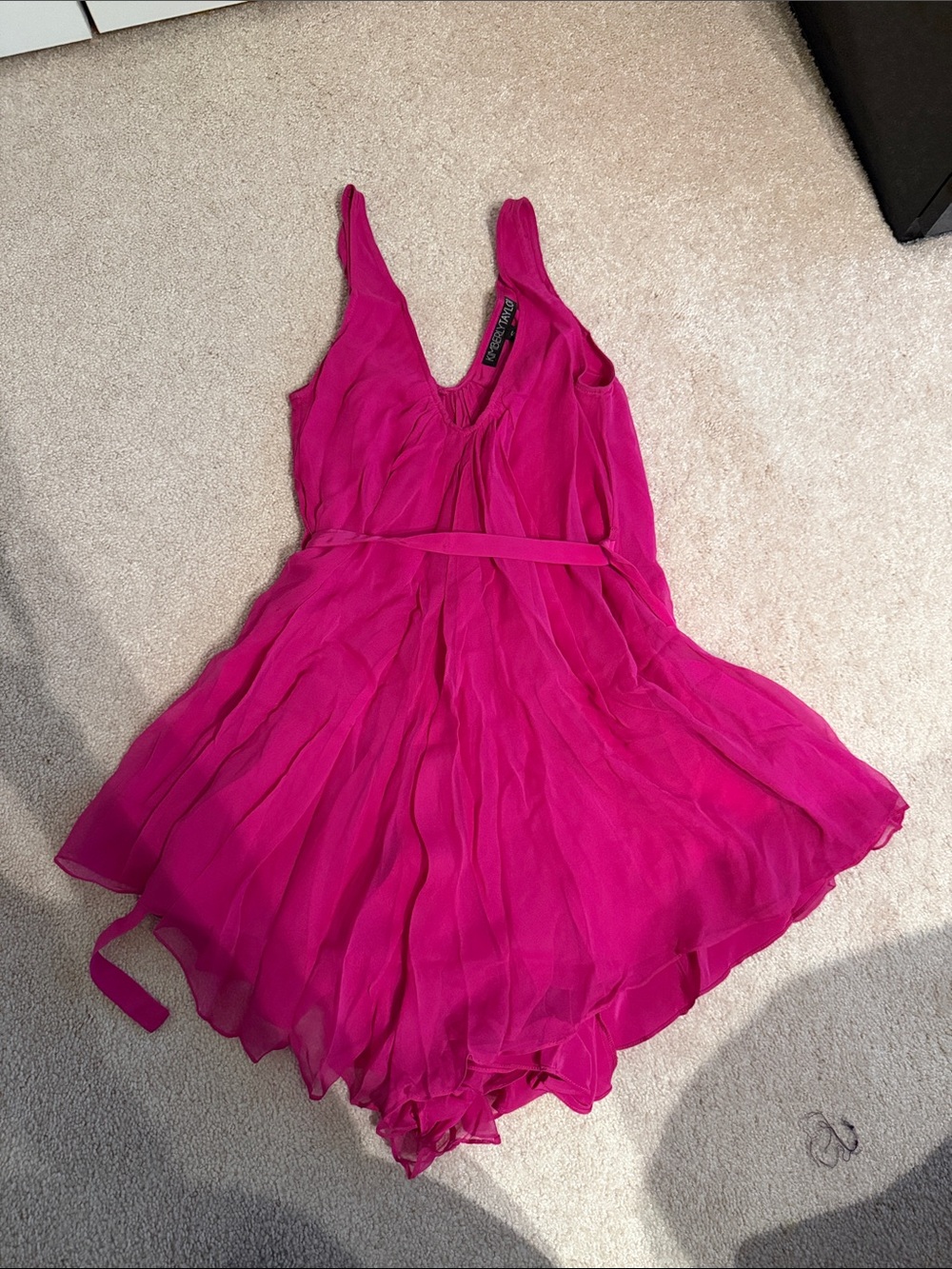 Kimberly Taylor Bright Fuchsia Chiffon Sleeveless Dress S